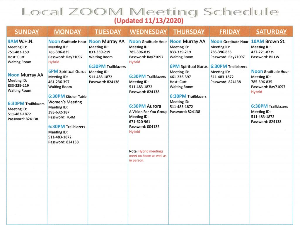 zoom aa meetings list