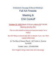 Fall AA Fireside Meeting & Chili Cookoff @ The Slice of Heaven Ranch