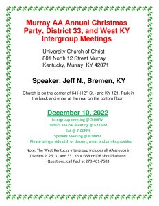 District 33 Annual Christmas Party @ University Church of Christ