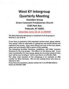 West KY Intergroup Meeting @ Grace Covenant Presbyterian Church