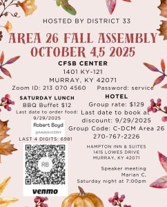 AREA 26 Fall Assembly Flyer