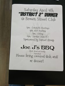 District 2 Dinner @ Brown Street Club
