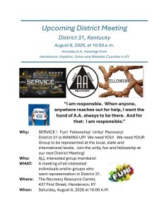 District 31 Meeting @ The Recovery Resource Center
